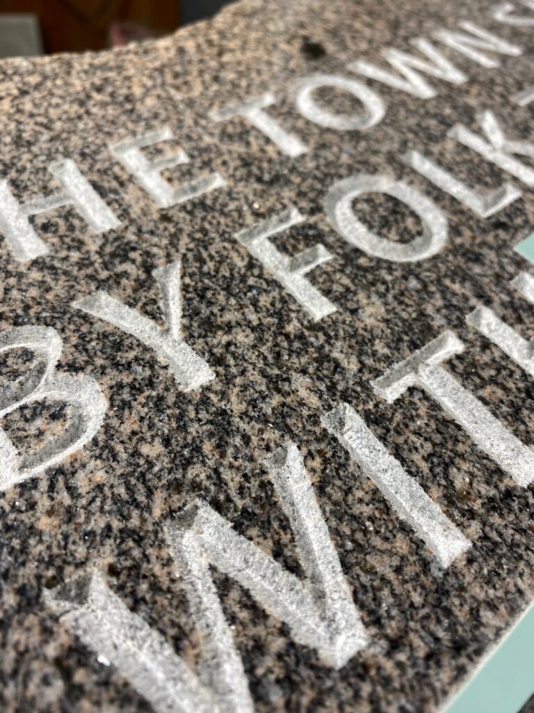 V-cut granite letters